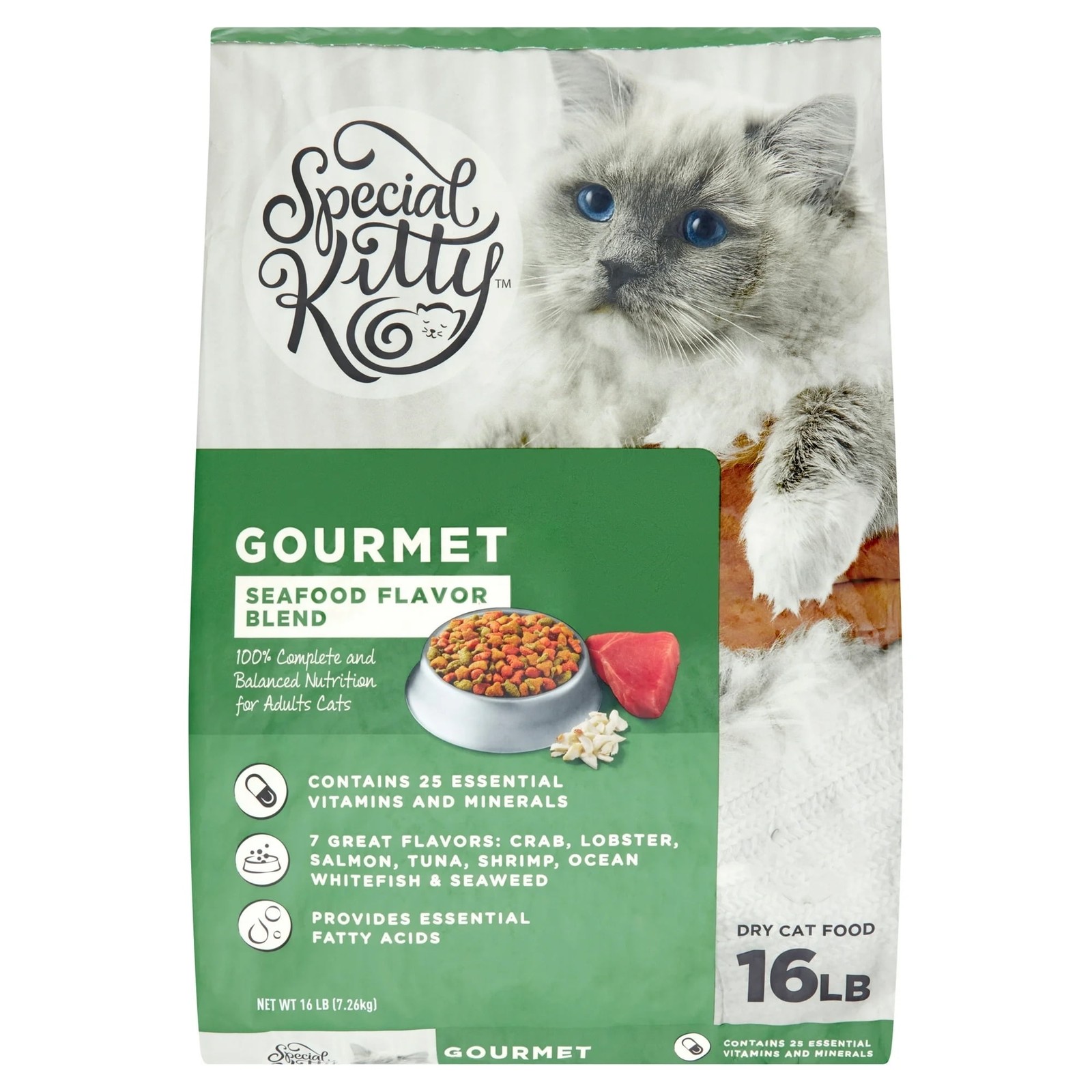 Special Kitty Gourmet Formula Seafood Blend Flavor Dry Cat Food, 35 lb Bag