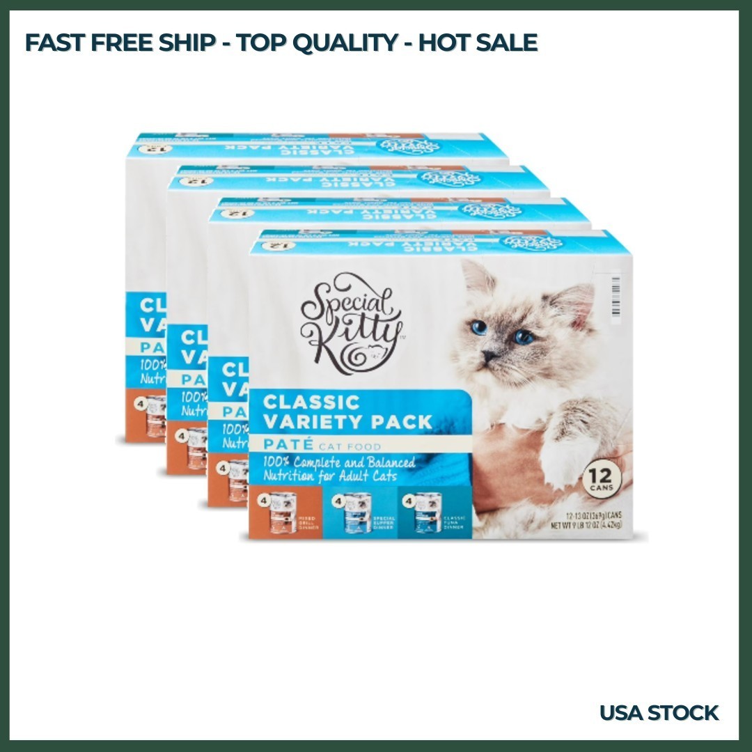 (4 pack) Special Kitty Classic Variety Pack Pate Cat Food, 13 oz Cans (12 Pack)