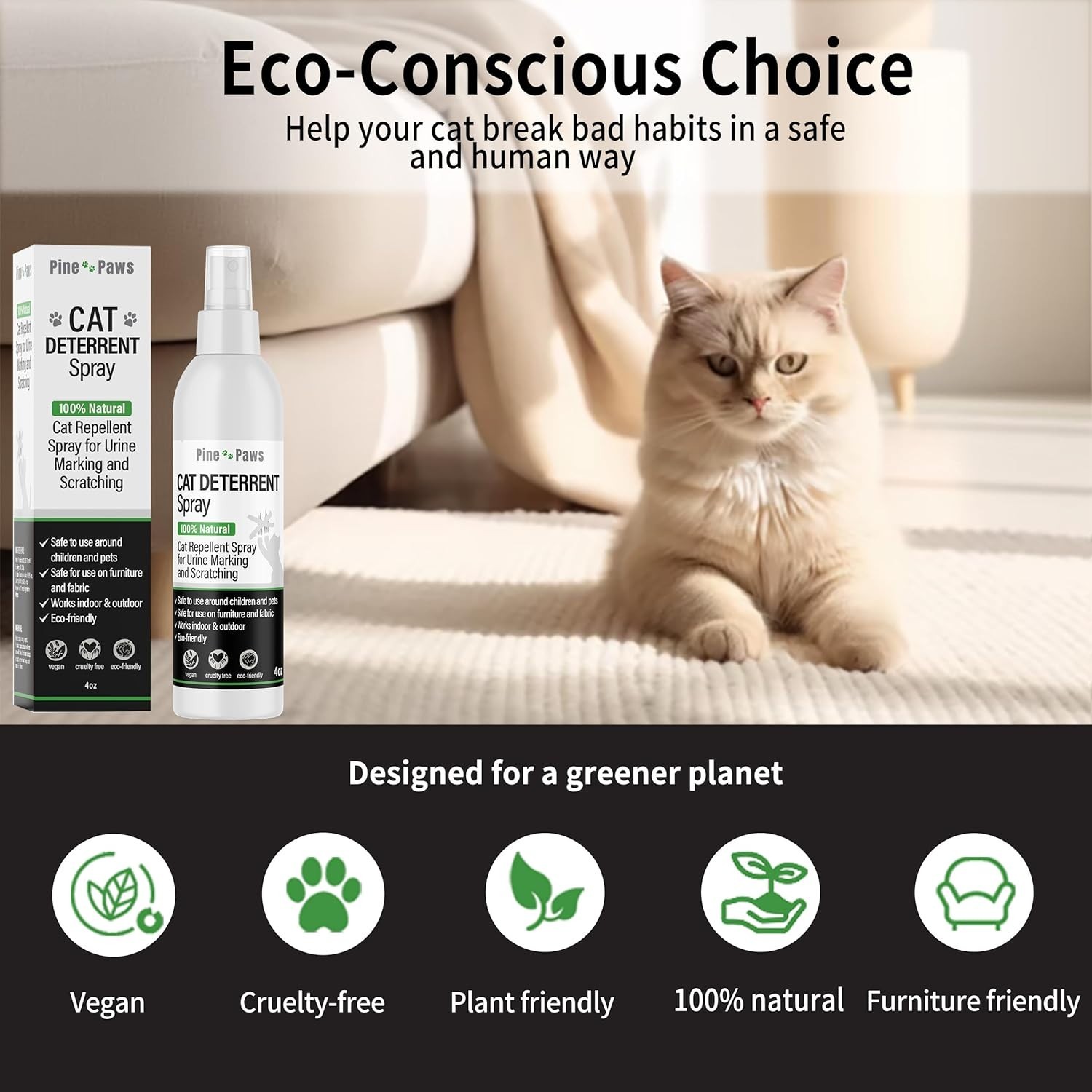 Cat Deterrent Spray – 100% Natural Cat Spray for Urine Marking & Scratching