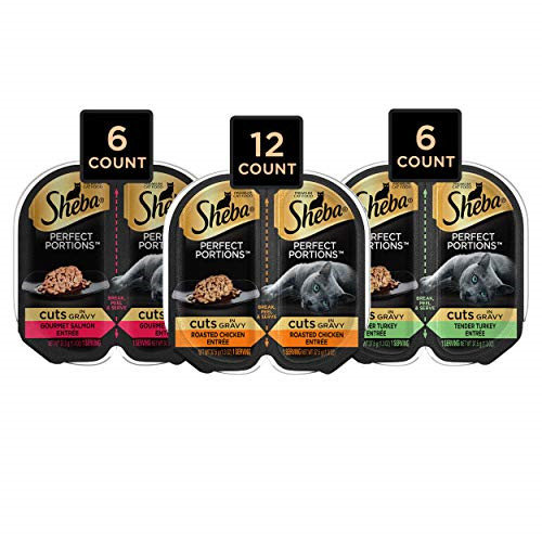 SHEBA PERFECT PORTIONS Wet Cat Food Cuts in Gravy Roasted Chicken, Gourmet Pack,