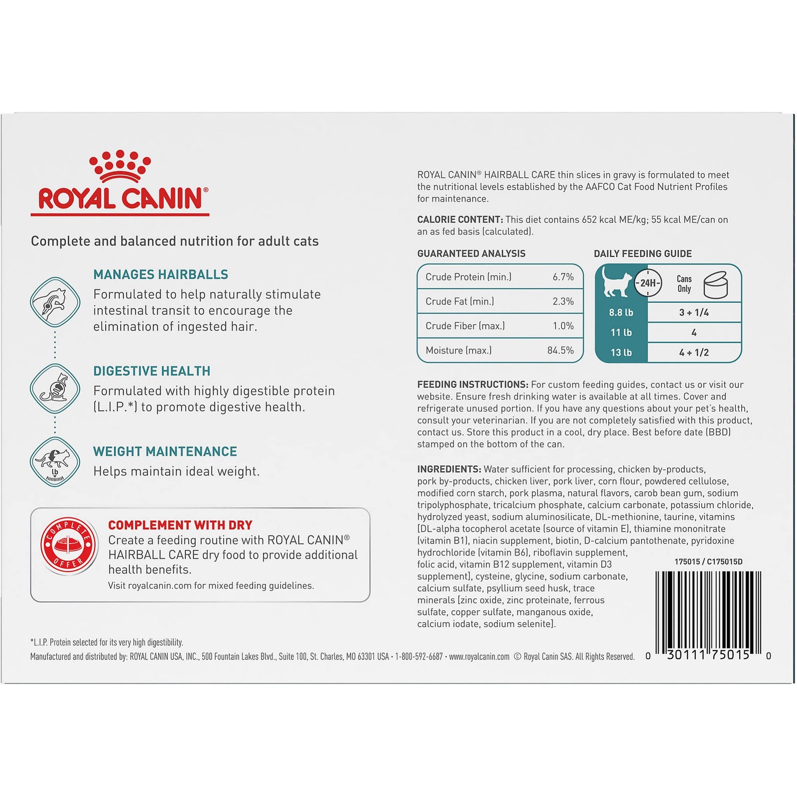 Royal Canin Feline Care Nutrition Hairball Adult 3 Ounce (Pack of 12)