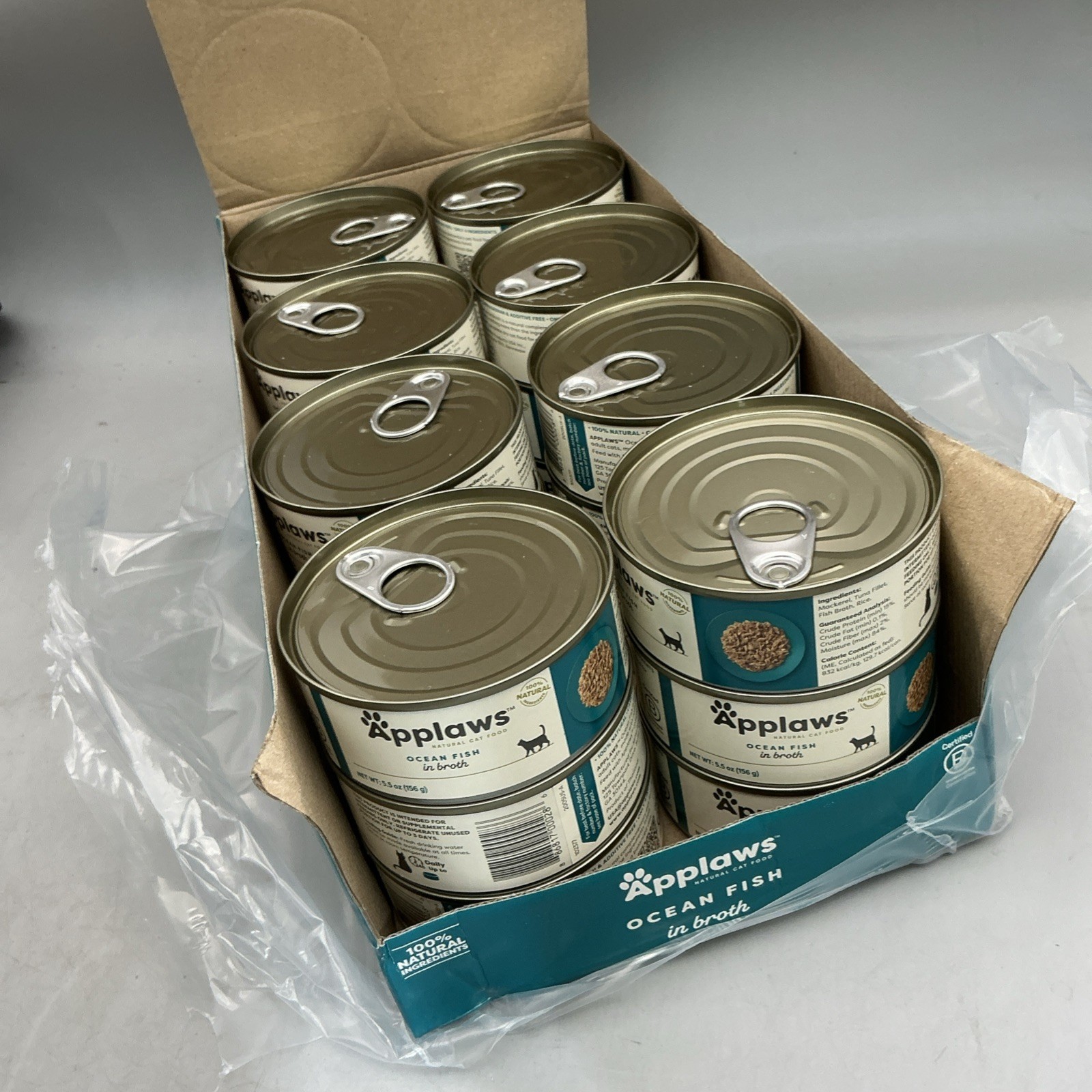 24 Pack Applaws Natural Cat Food Ocean Fish In Broth 5.5oz Each Exp 2028