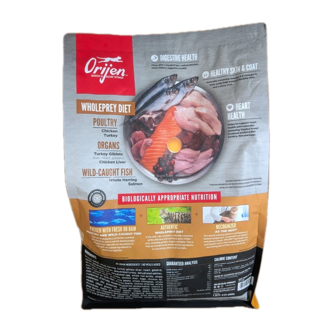 Original Cat Dry Food 4 Lbs by Orijen Chicken, Turkey, Fish Wholeprey Diet