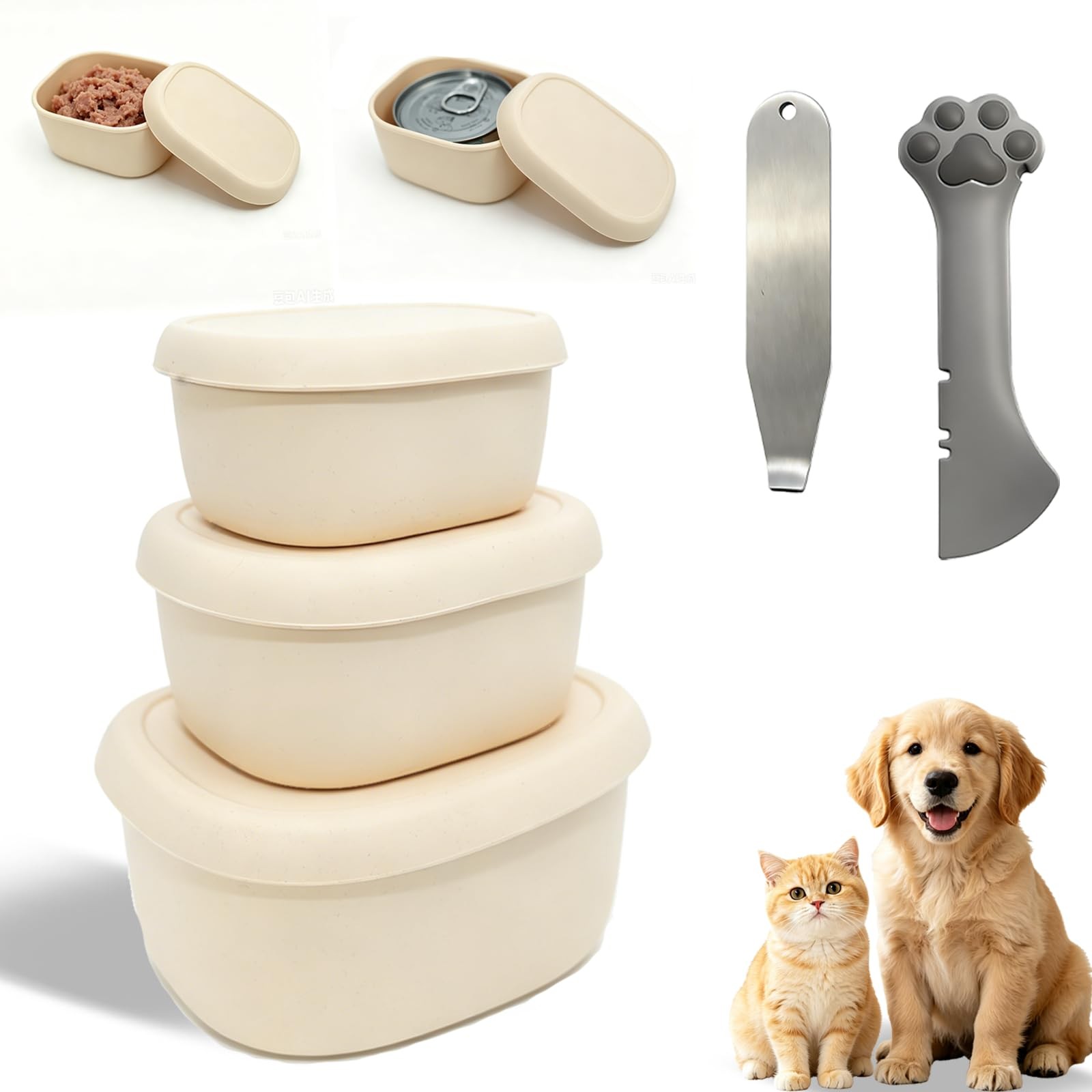 AMBAYLOG 3 PACK Dog Cat Food Storage Container 1 Small + 1 Medium + 1 Large