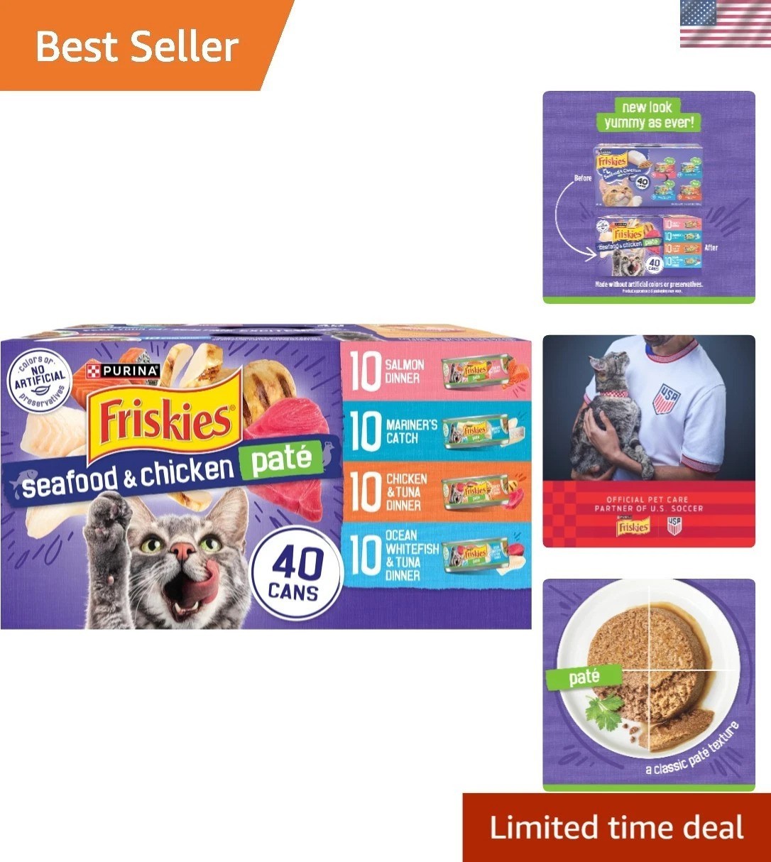 Complete Nutrition Purina Pate Cat Food – Variety Pack of Seafood & Chicken