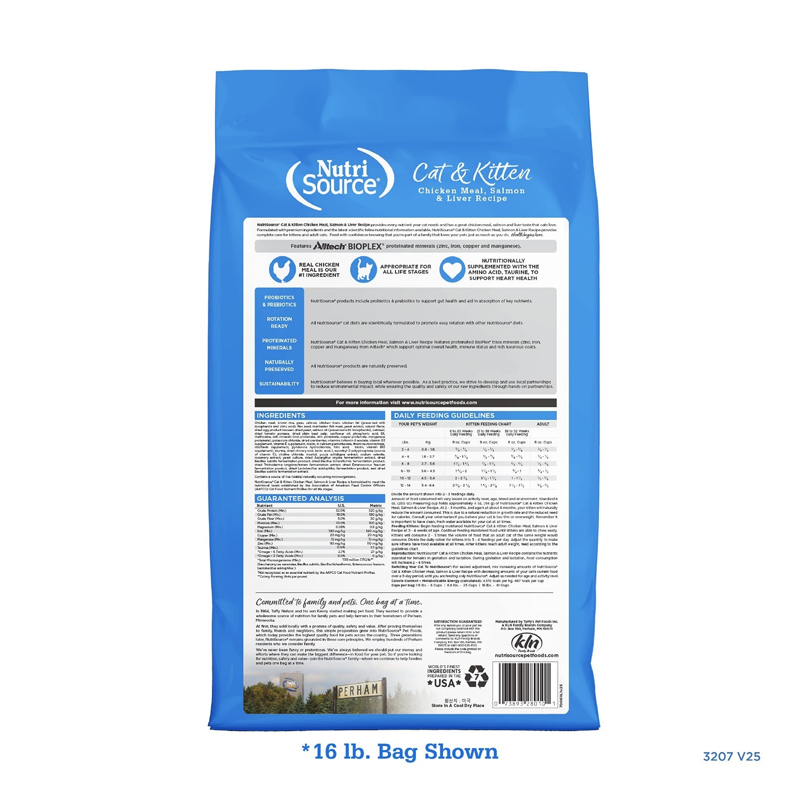 Premium Dry Cat Food for Cats & Kittens, Chicken Meal, Salmon, Liver, 16LB