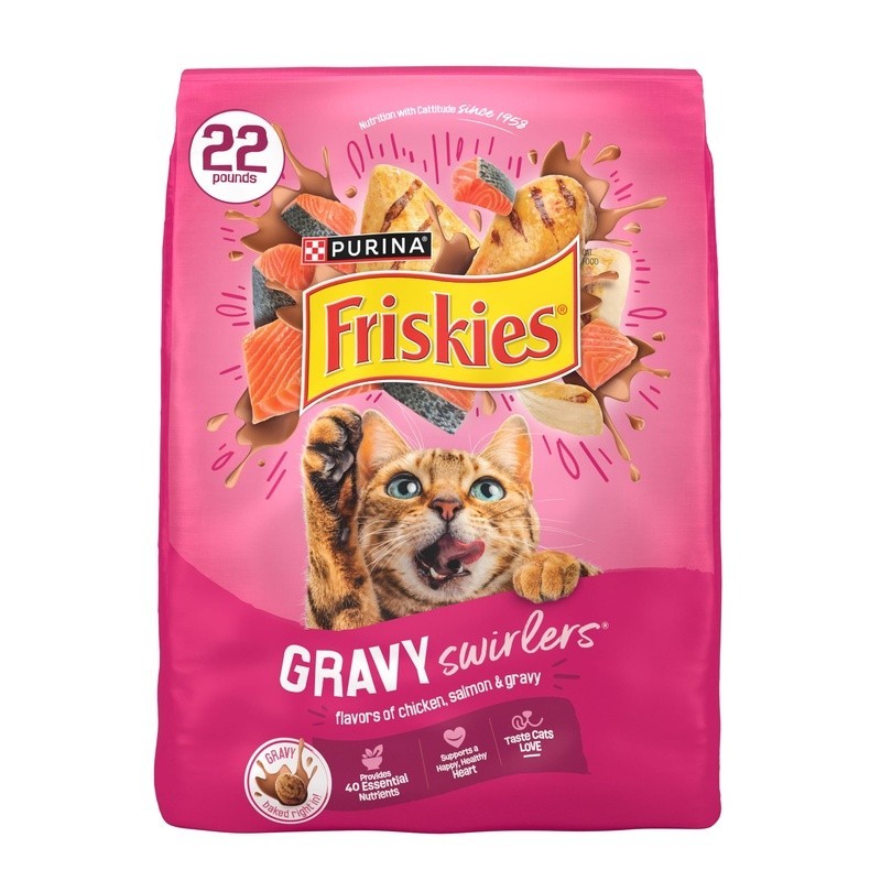 Savory Chicken Salmon Gravy Swirlers Dry Cat Food 22lb Kibble Complete Nutrition