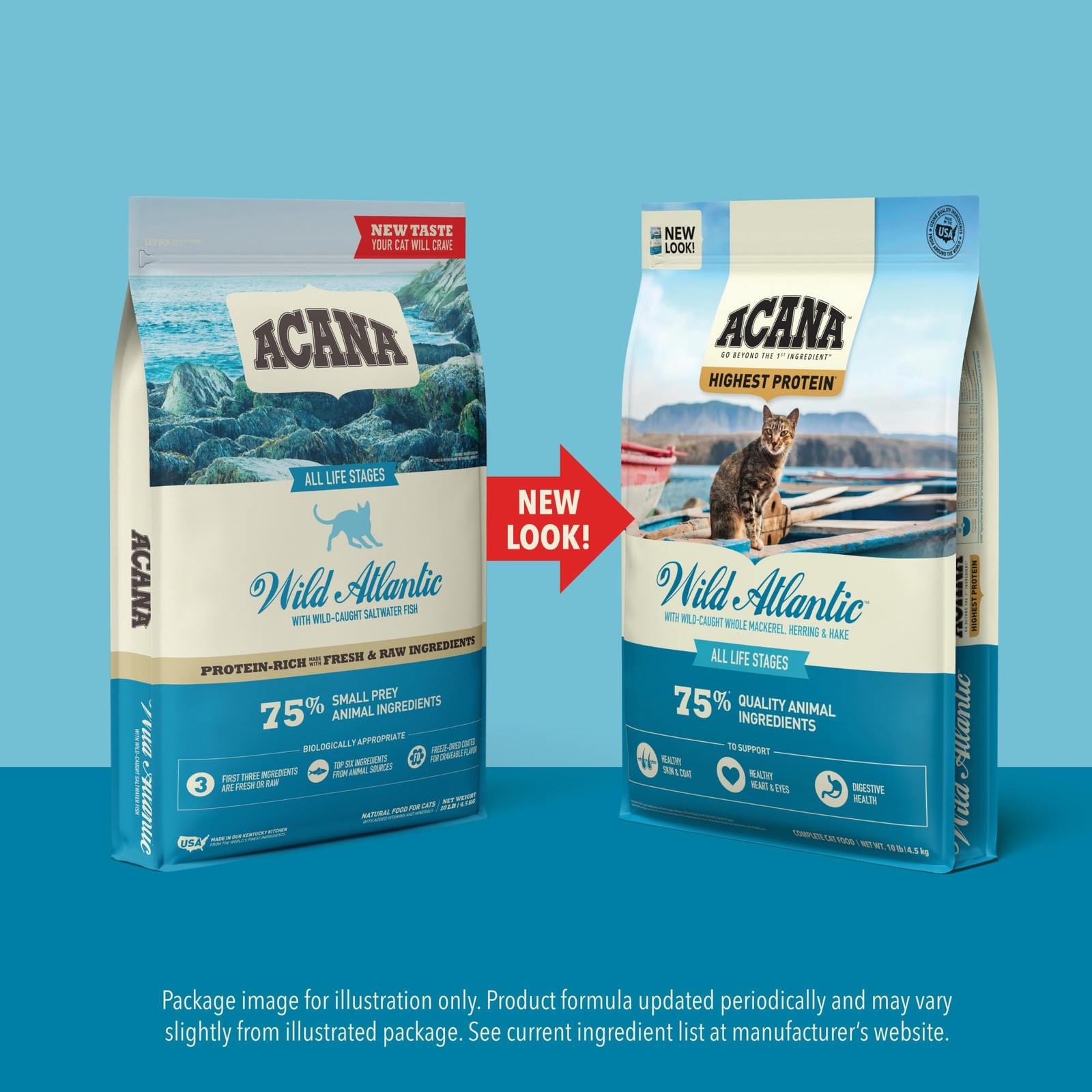 ACANA Grain-free Dry Cat Food, Wild Atlantic, Saltwater 10 Pound (Pack of 1)