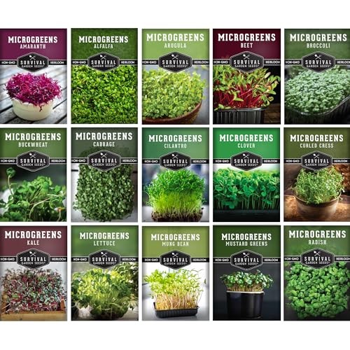 Microgreens Seeds Variety Pack – 15 Heirloom Varieties for Indoor Sprouting &