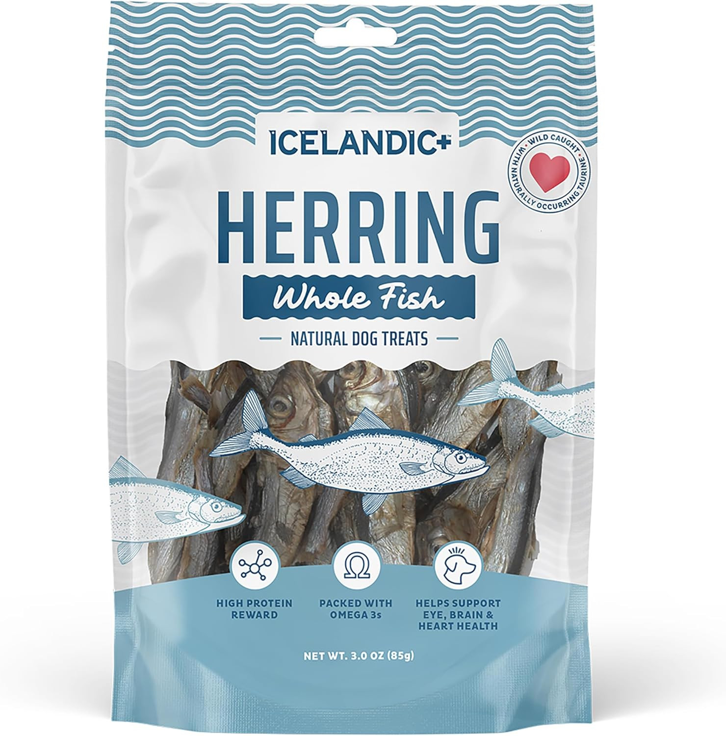 Whole Fish Herring – 3Oz Bag – Dog Treats, Pure Wild-Caught Air-Dried Fish, Sing