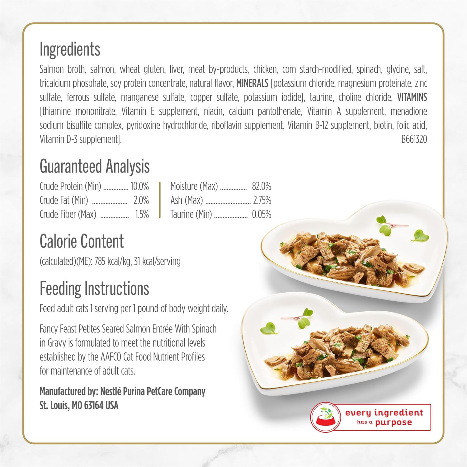 Purina Petites Seared Salmon Entree with Spinach in Gravy Gourmet Wet Cat Food