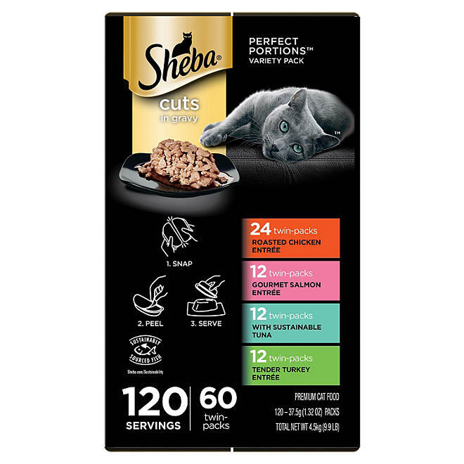 Sheba Perfect Portions Wet Cat Food Trays, Variety Pack 60 ct., 2.6 oz.