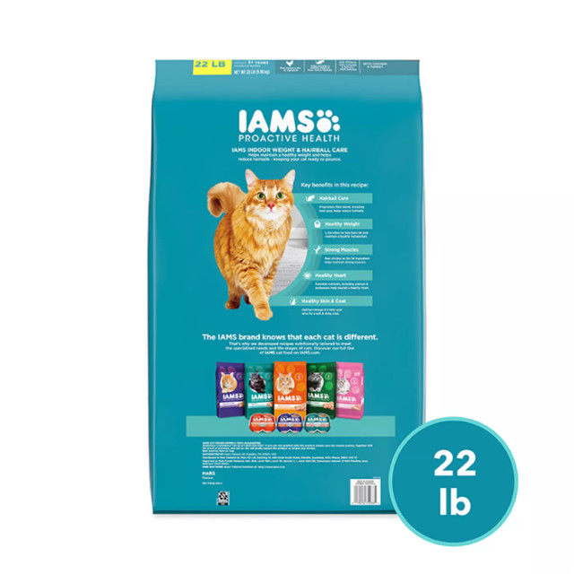 3 Pack, IAMS™ Proactive Health Indoor Adult Dry Cat Food Weight & Hairball,22 LB