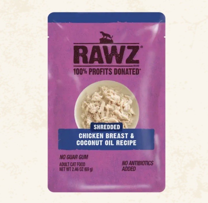 Rawz Shredded Chicken Breast & Coconut Oil Recipe 8 2.46oz Pouches