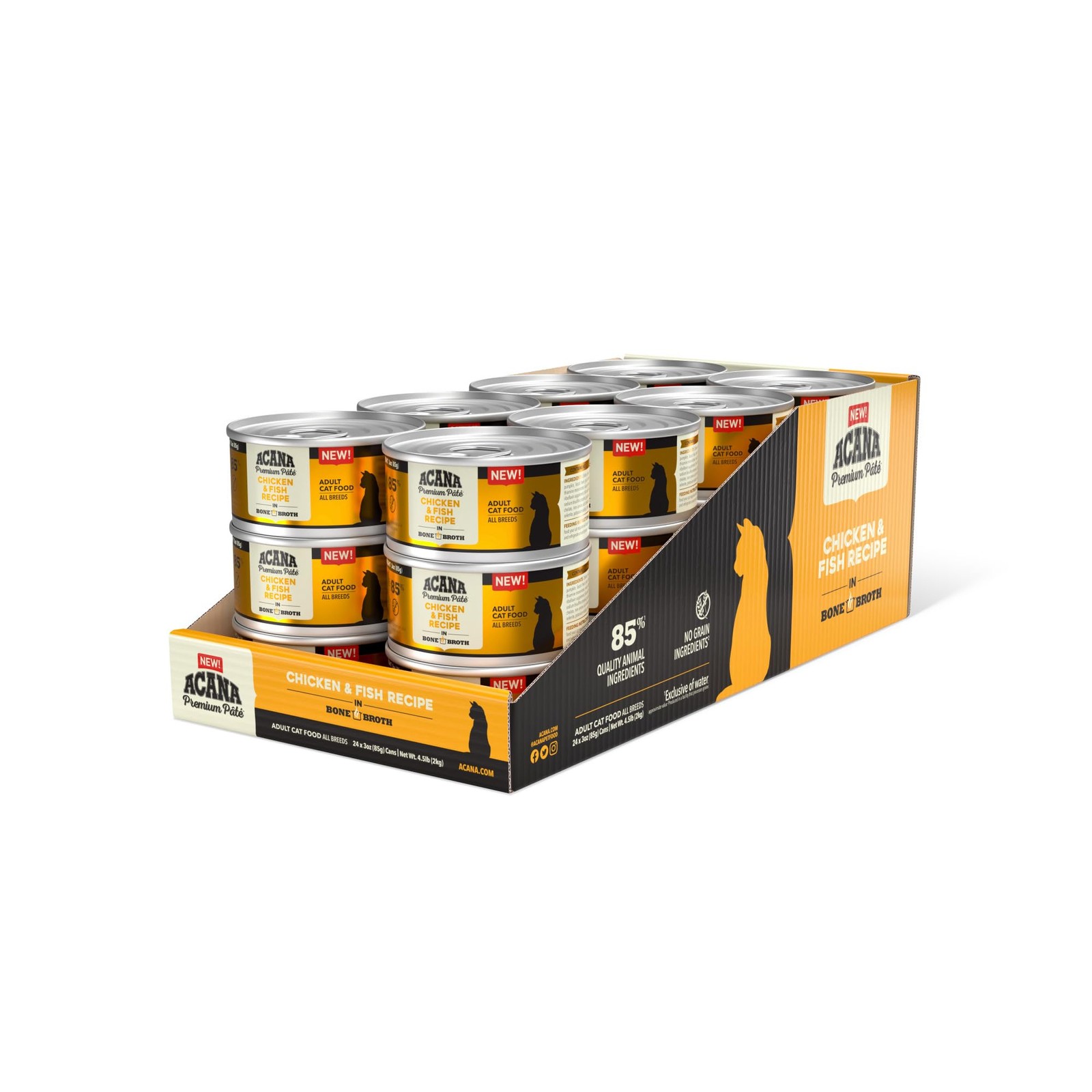 ACANA Premium Pate Chicken and Fish in Bone Broth Wet Cat Food 24 Cans 85 Per…