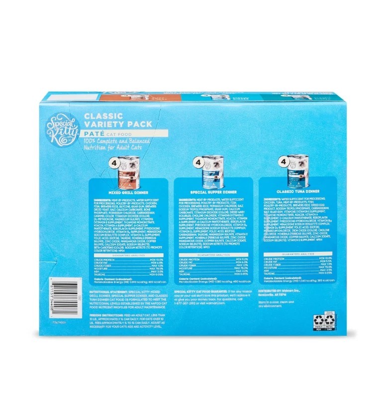 (4 pack) Special Kitty Classic Variety Pack Pate Cat Food, 13 oz Cans (12 Pack)