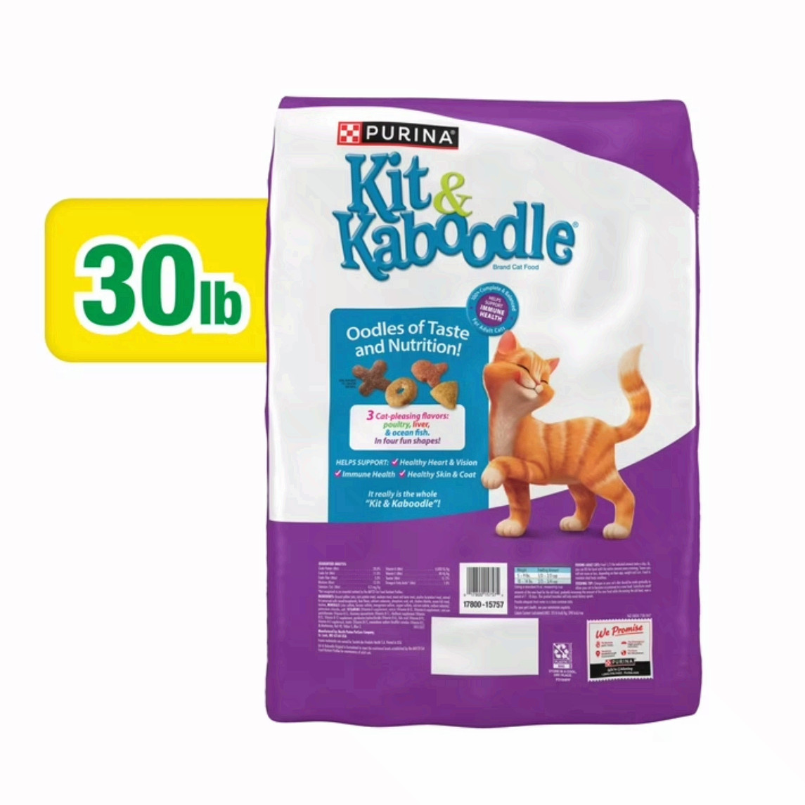 Purina Kit & Kaboodle Dry Cat Food 30 lb Bag Chicken Liver Turkey 2 Pack Bulk