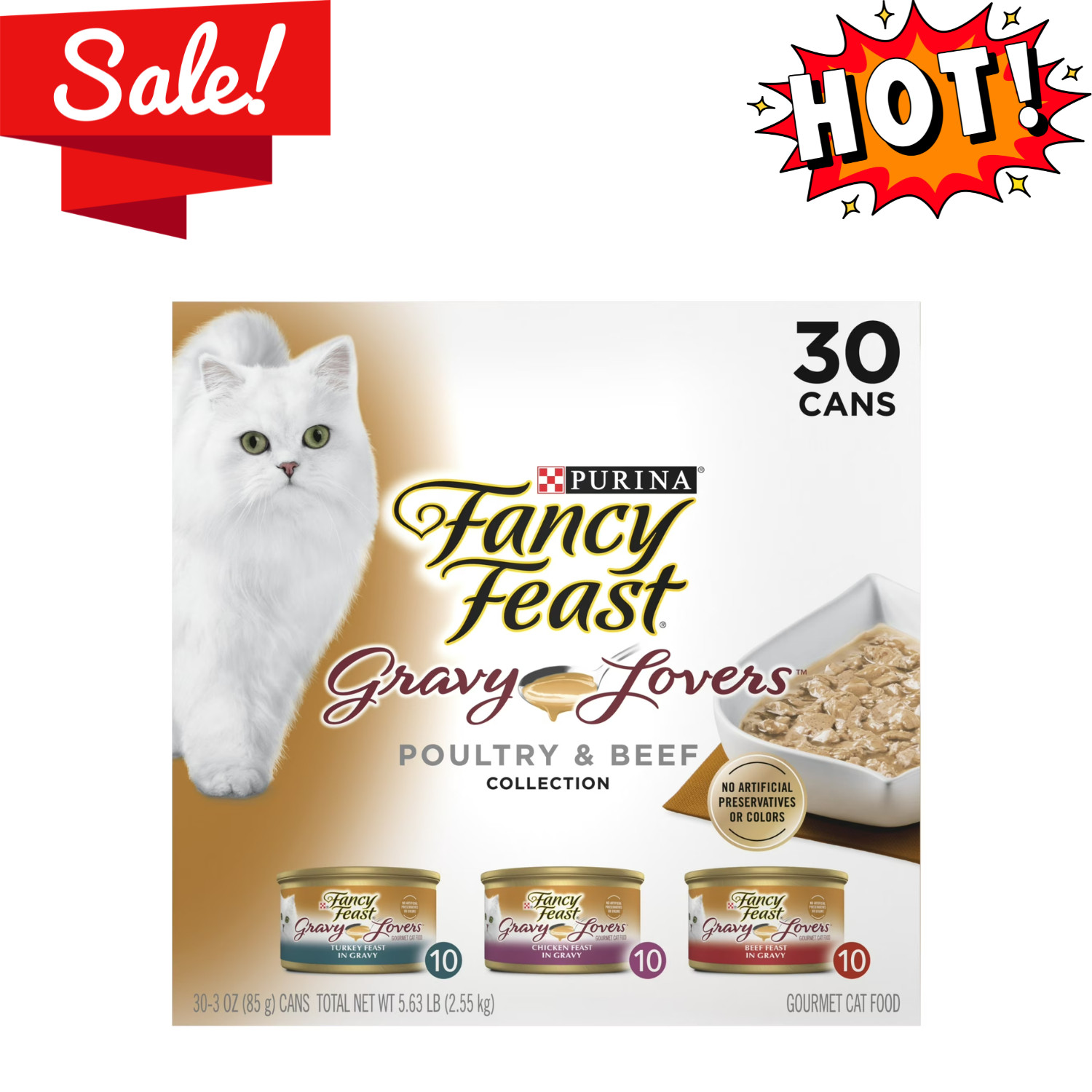 Purina Fancy Feast Gravy Lovers Kitten Wet Cat Food Poultry & Beef 3 oz Cans
