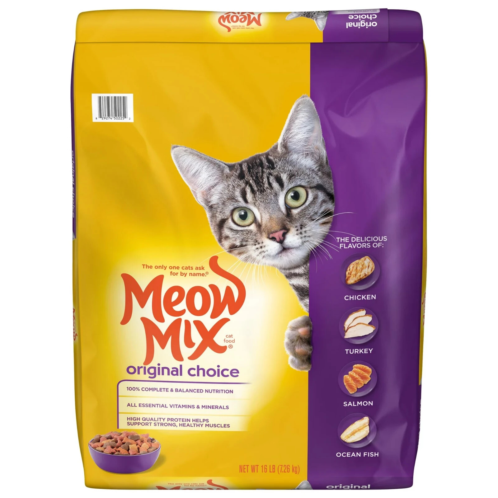 3 Bags Meow Mix Original Choice Dry Cat Food, 16 Pounds Bag