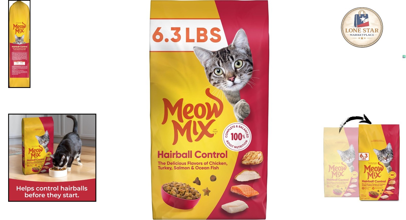 6.3 lb Hairball Control Cat Food with Chicken, Turkey & Fish – All Life Stages
