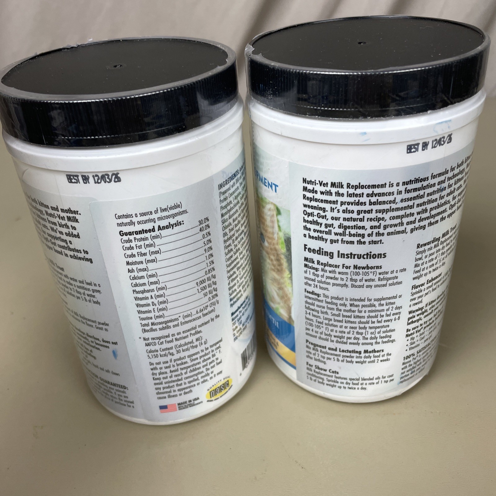 Lot Of 2 Nutri-Vet Milk Replacement For Kittens – 12 Ounce – BB 12/03/26