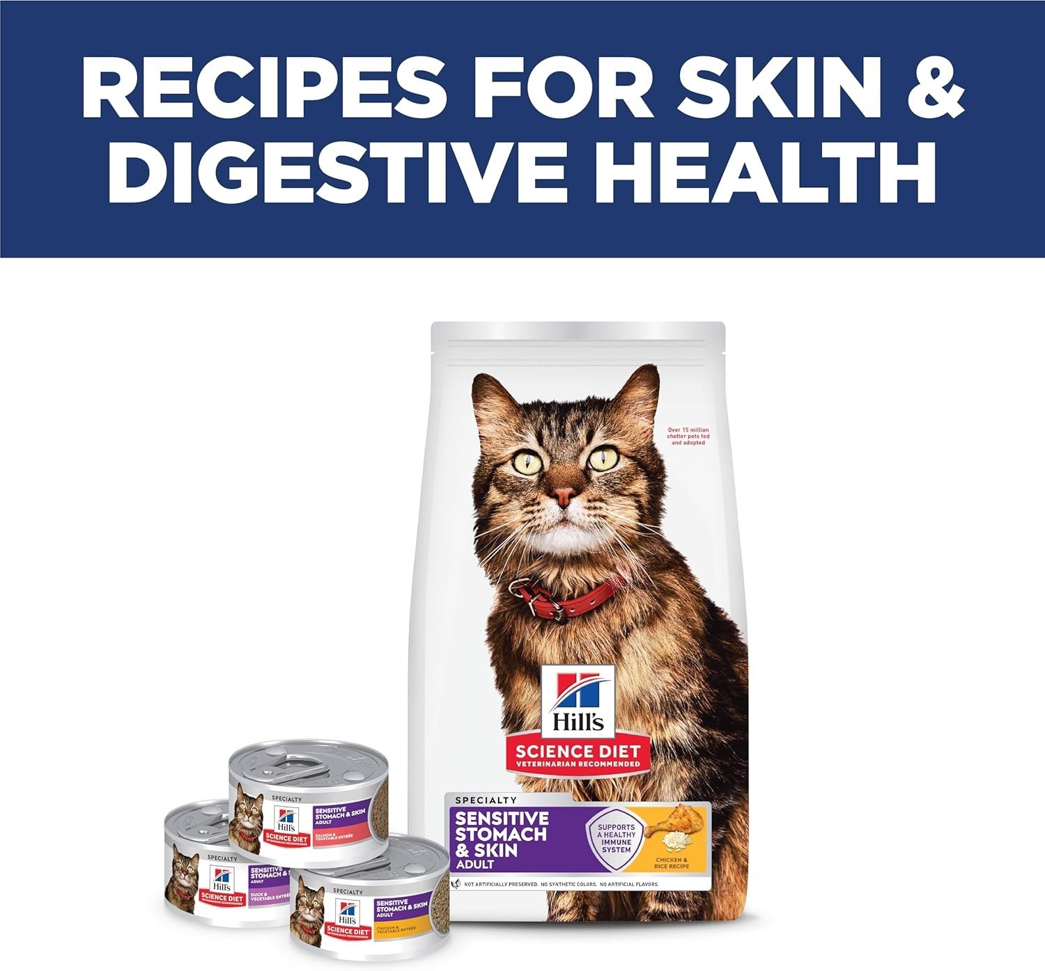 Dry Cat Food for Adult Cats, Chicken & Rice, Supports Digestive Health