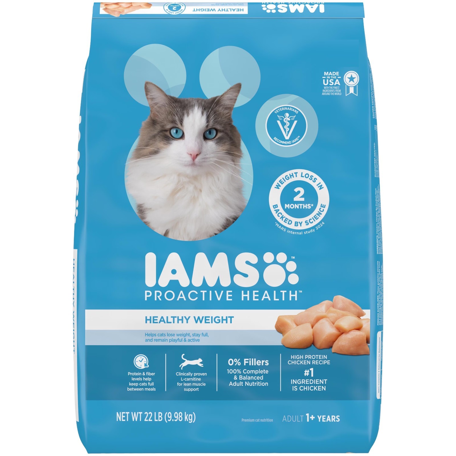 IAMS Proactive Health Adult 1+ Years Healthy Weight Premium Cat Nutrition 22LB