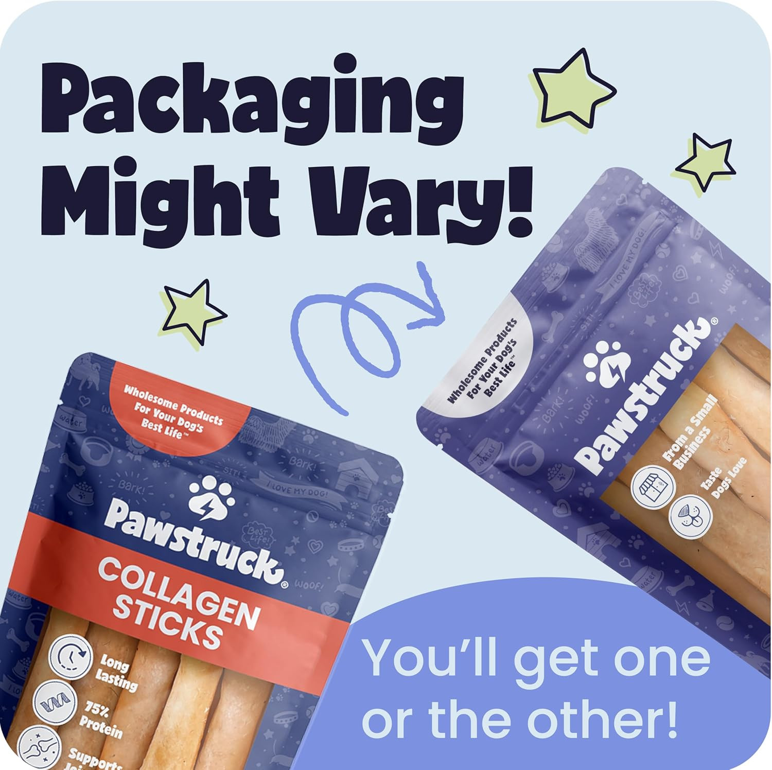 Pawstruck Natural Large Collagen Stick Barbells for Dogs – Vet-Approved Long Las