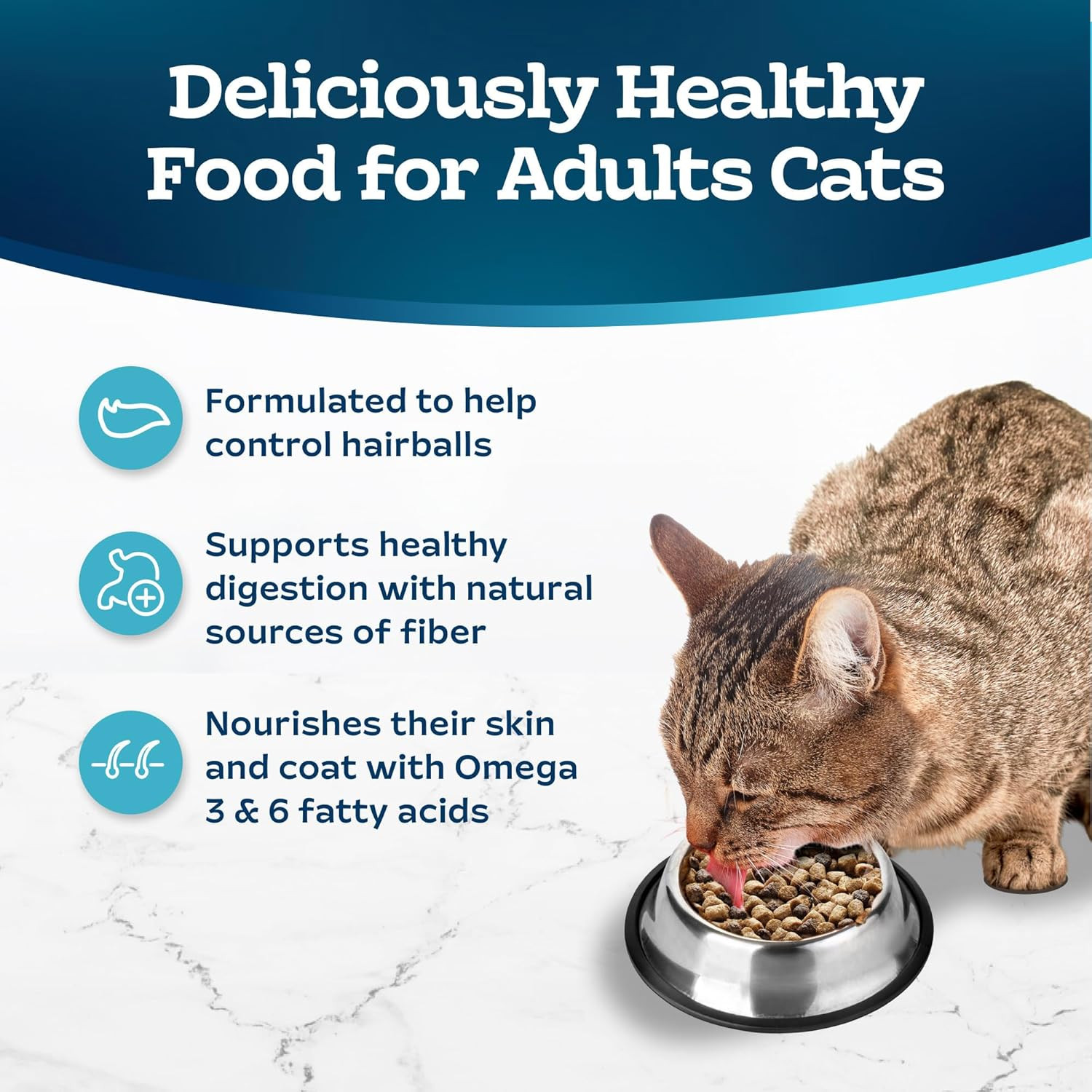 Tastefuls Adult Dry Cat Food for Weight Management & Hairball Control, Made in t