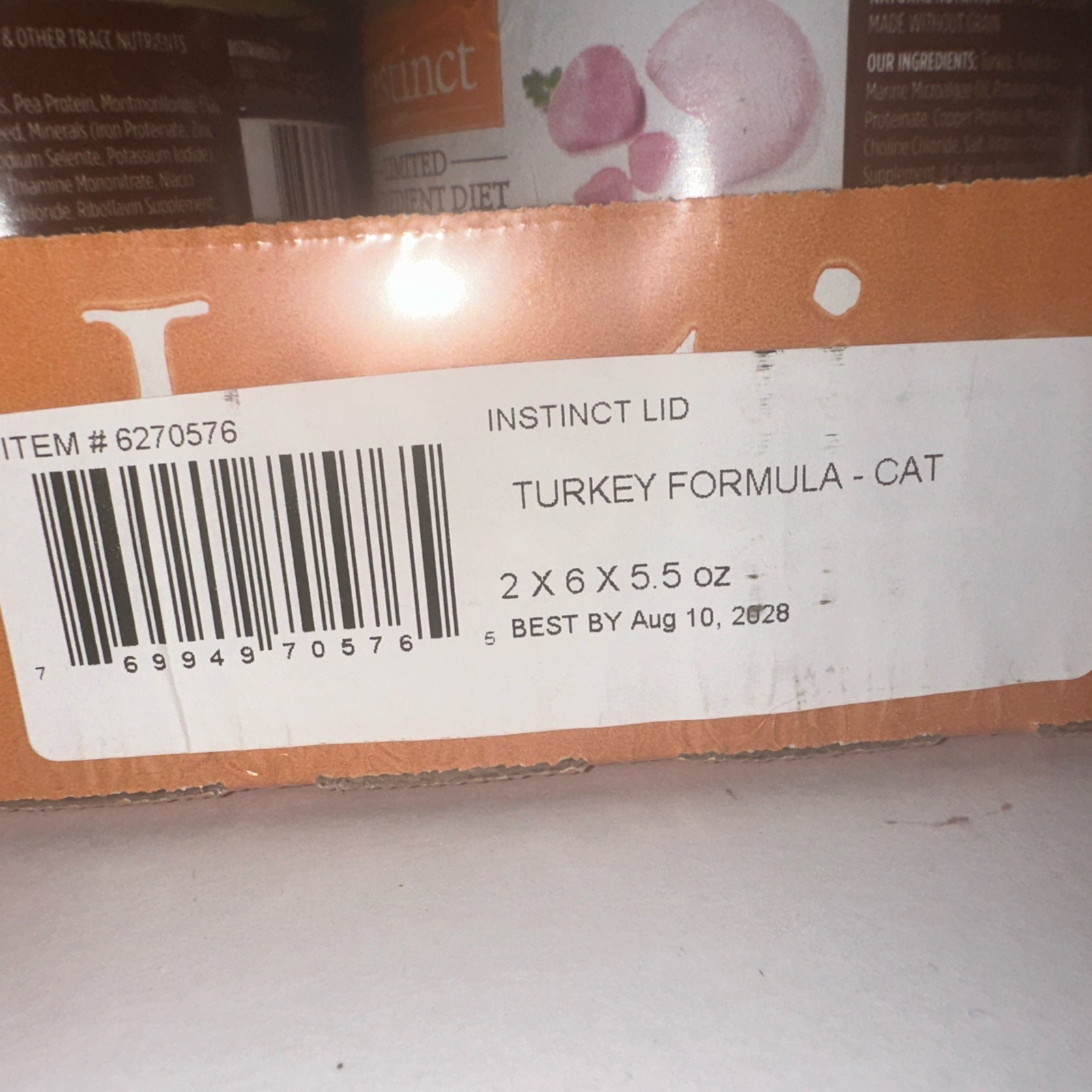 Instinct Turkey Recipe Pate Cat Food 12/5.5oz Cans Expires 2028