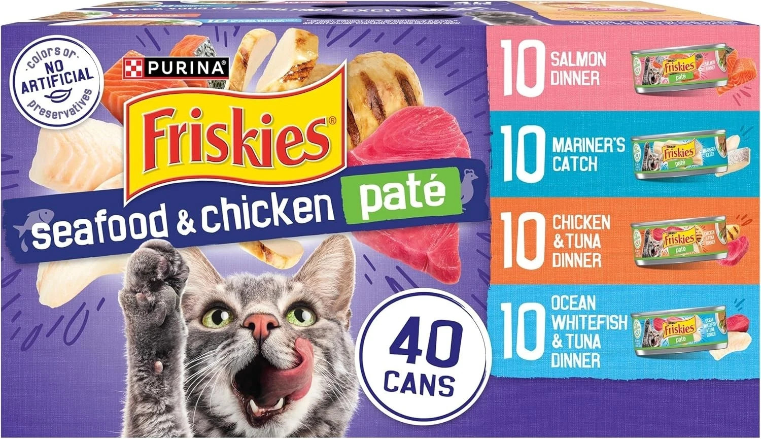 Purina Friskies Pate Wet Cat Food Variety Pack (Pack of 40) 5.5 oz. Cans