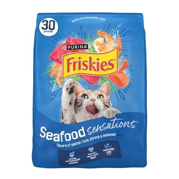 Purina Friskies Seafood Sensations Dry Cat Food 30 lb Bag