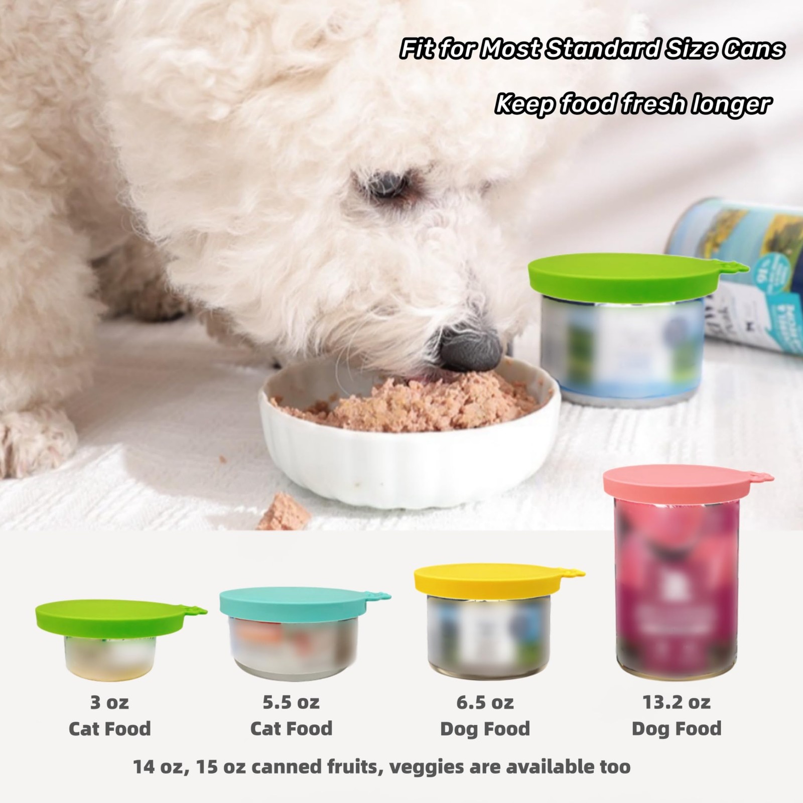 MoPawKT- Silicone Cat/Dog Food Can Covers Lids, Grey (3pcs), Spoon