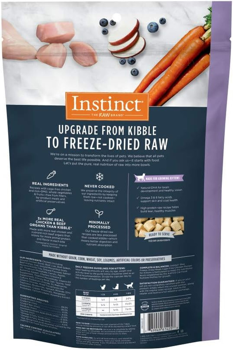 Raw Meals Freeze-Dried Kitten Chicken Cat Food, 9.5 Oz. Bag