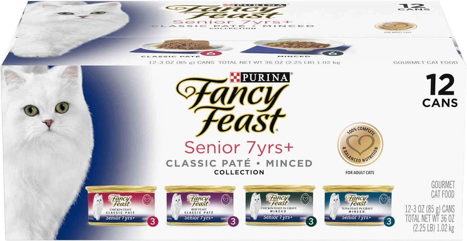 Purina Fancy Feast High Protein Senior Wet Cat Food Variety Pack, 12cans