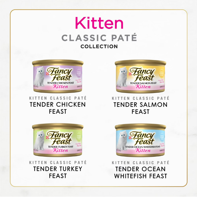 2 Box Fancy Feast Kitten & Cat Food, Classic Pate Collection w Milk, 24 ct Box
