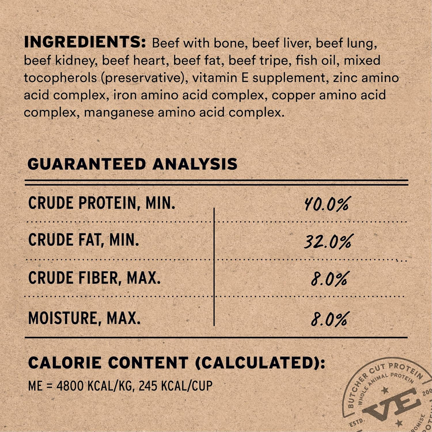 Pet Food Freeze Dried Dog Food, Raw Beef Crunchy Mini Nibs | Complete Meal or
