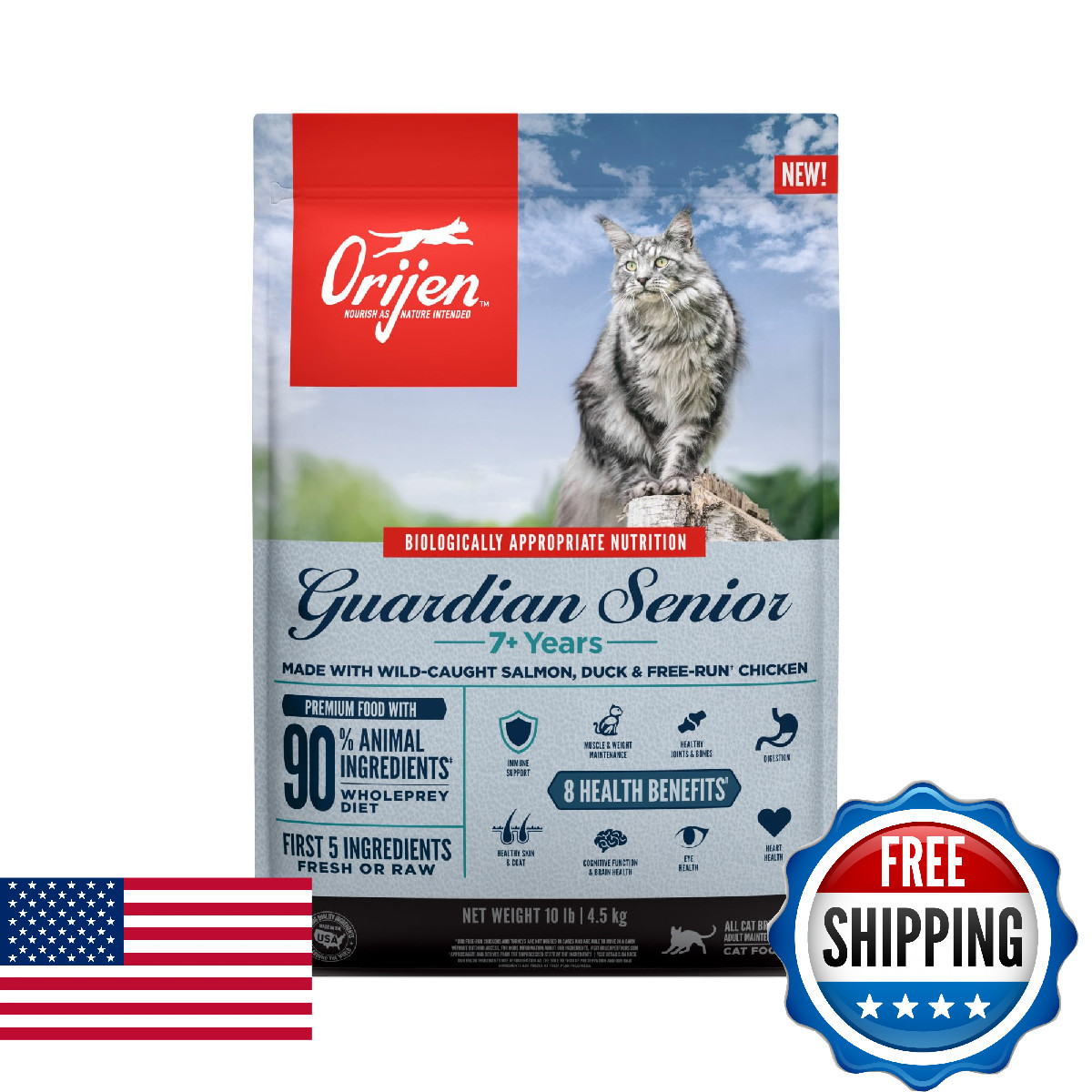 Orijen Guardian Senior Grain High Protein Premium Dry Cat Food 10Lb Bag