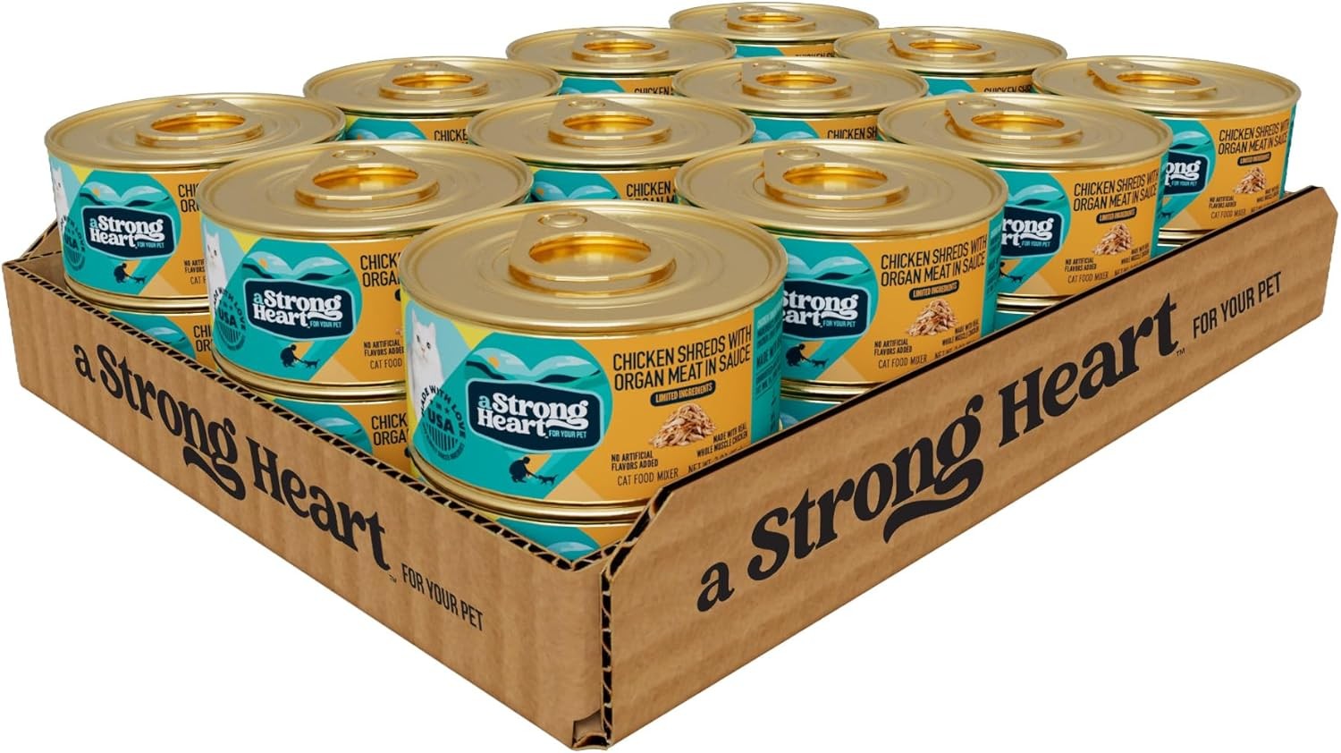 A Strong Heart Canned Wet Cat Food, Chicken Shreds with 3 Ounce (Pack of 24)