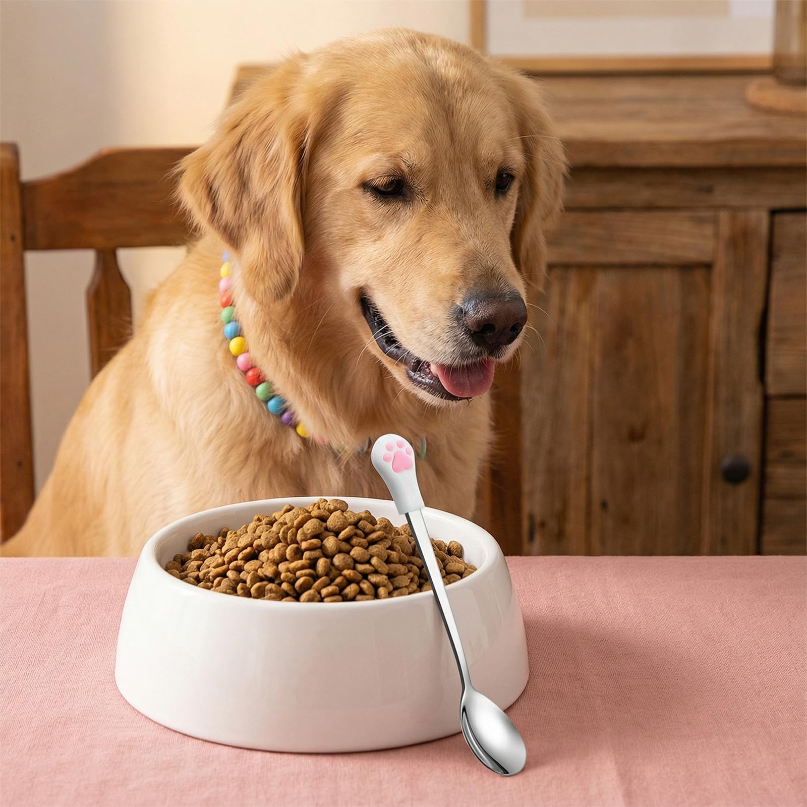 Tweruna 2 PCS Stainless Steel Dog Cat Food Scoop, Metal Pet White, Black