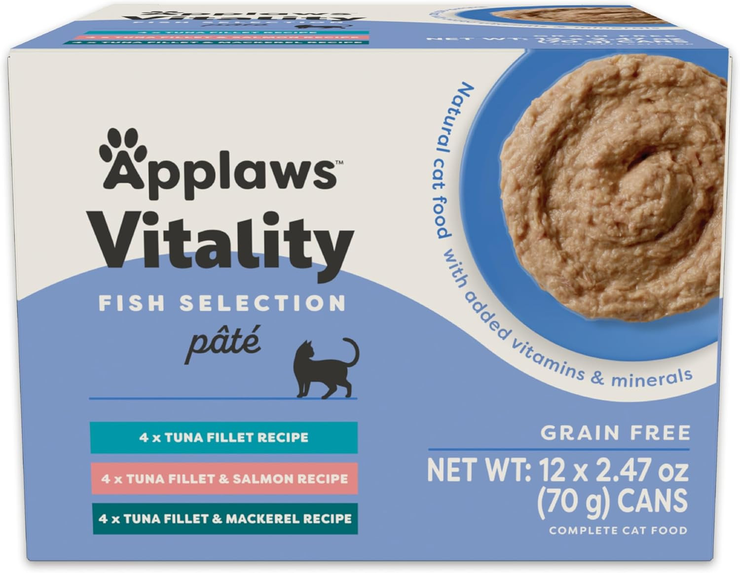 Vitality Wet Cat Food Paté, Natural Cat Food with Added Vitamins & Minerals, Gra