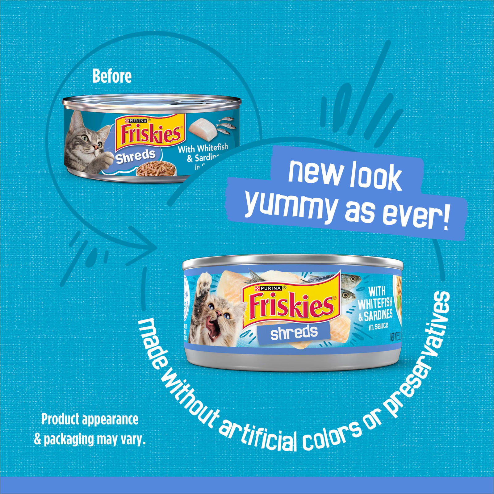 Purina Friskies Shreds Whitefish Sardines 12 Pack 5.5oz