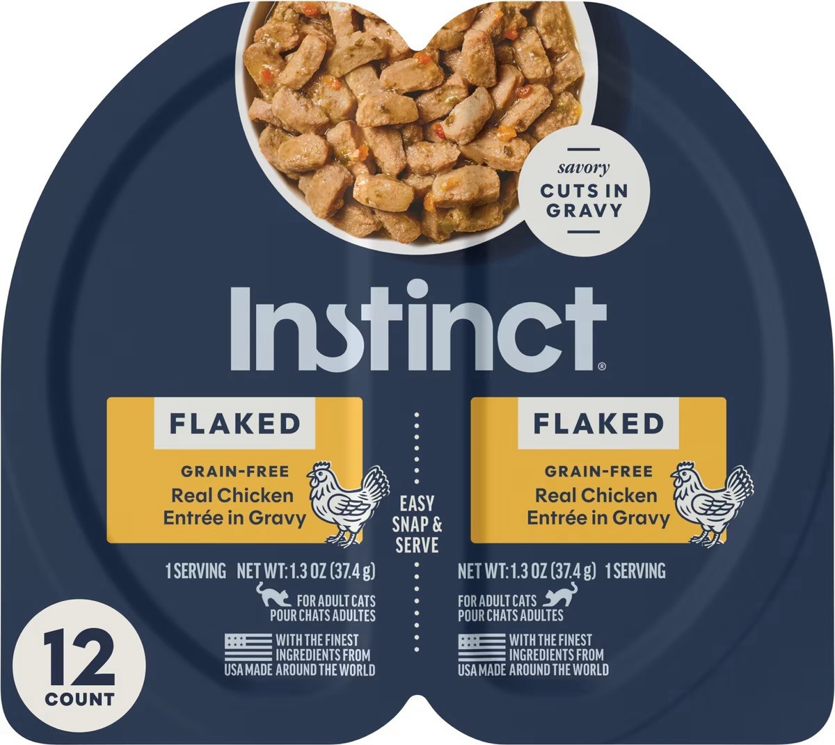 Instinct Flaked Spit Cup GF Real Chicken Entree In Gravy Cat Food 2.64oz/12pk