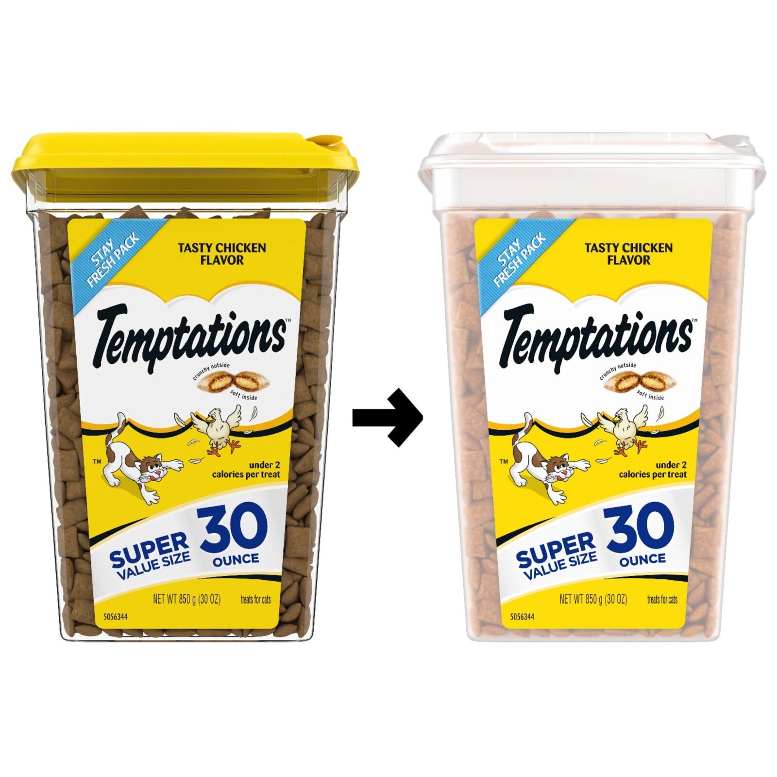 3 Tub TEMPTATIONS Classic Crunchy and Soft Cat Treats Tasty Chicken Flavor 30 oz