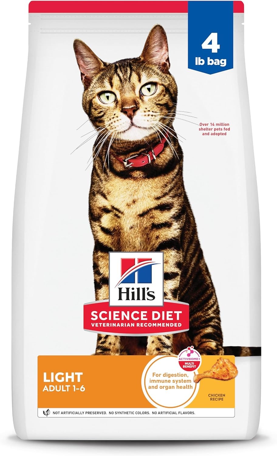 Chicken Adult 1-6 Light Dry Cat Food, 4 Pound Bag Low Calorie
