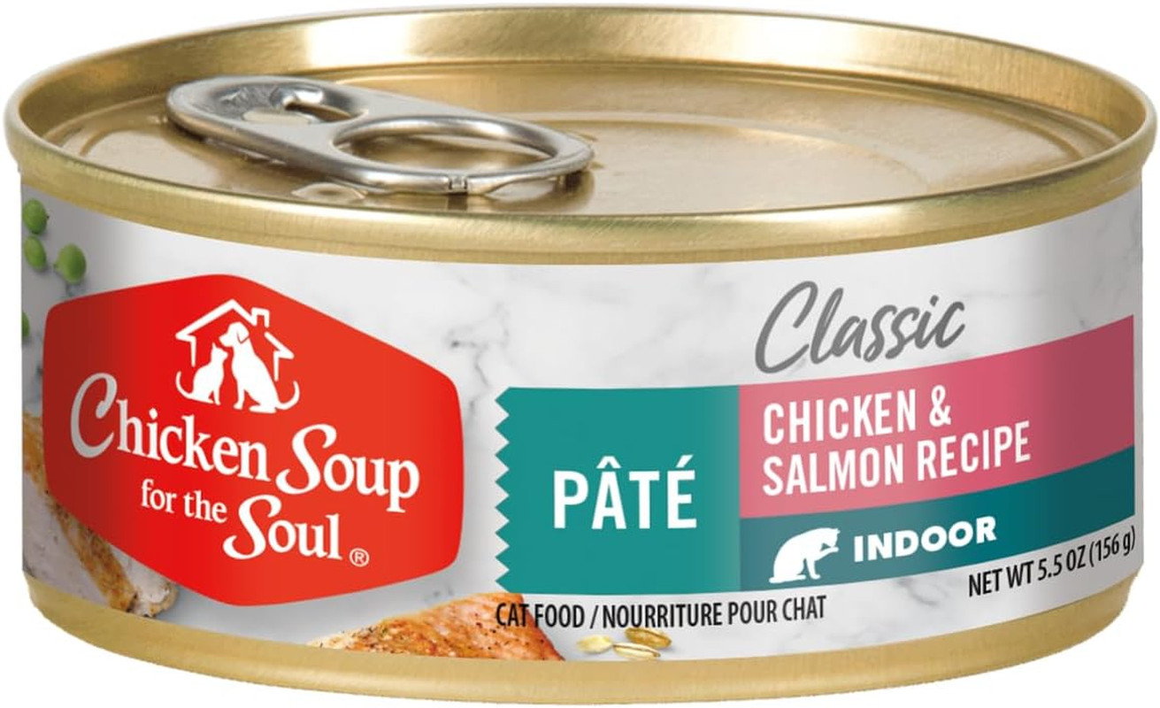 Pet Food Classic Wet Indoor Adult Cat Food, Chicken & Salmon Pate, 5.5 Ounce Can