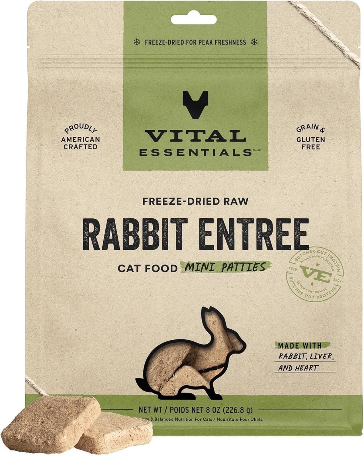 Vital Essentials Freeze-Dried Raw Rabbit Mini Patties | 8 oz