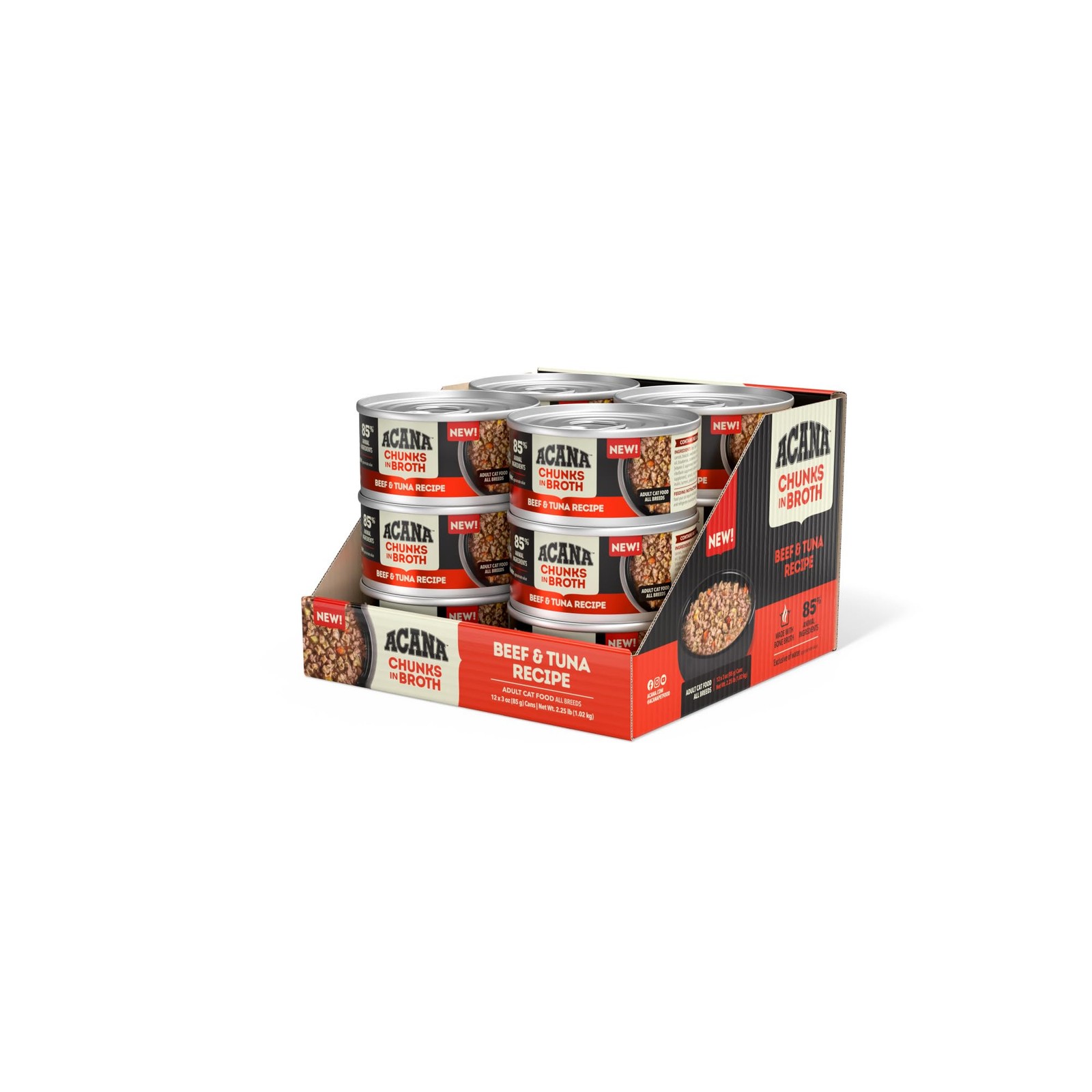 Chunks in Broth Wet Cat Food Beef & Tuna Recipe 3oz Cans 12 Count