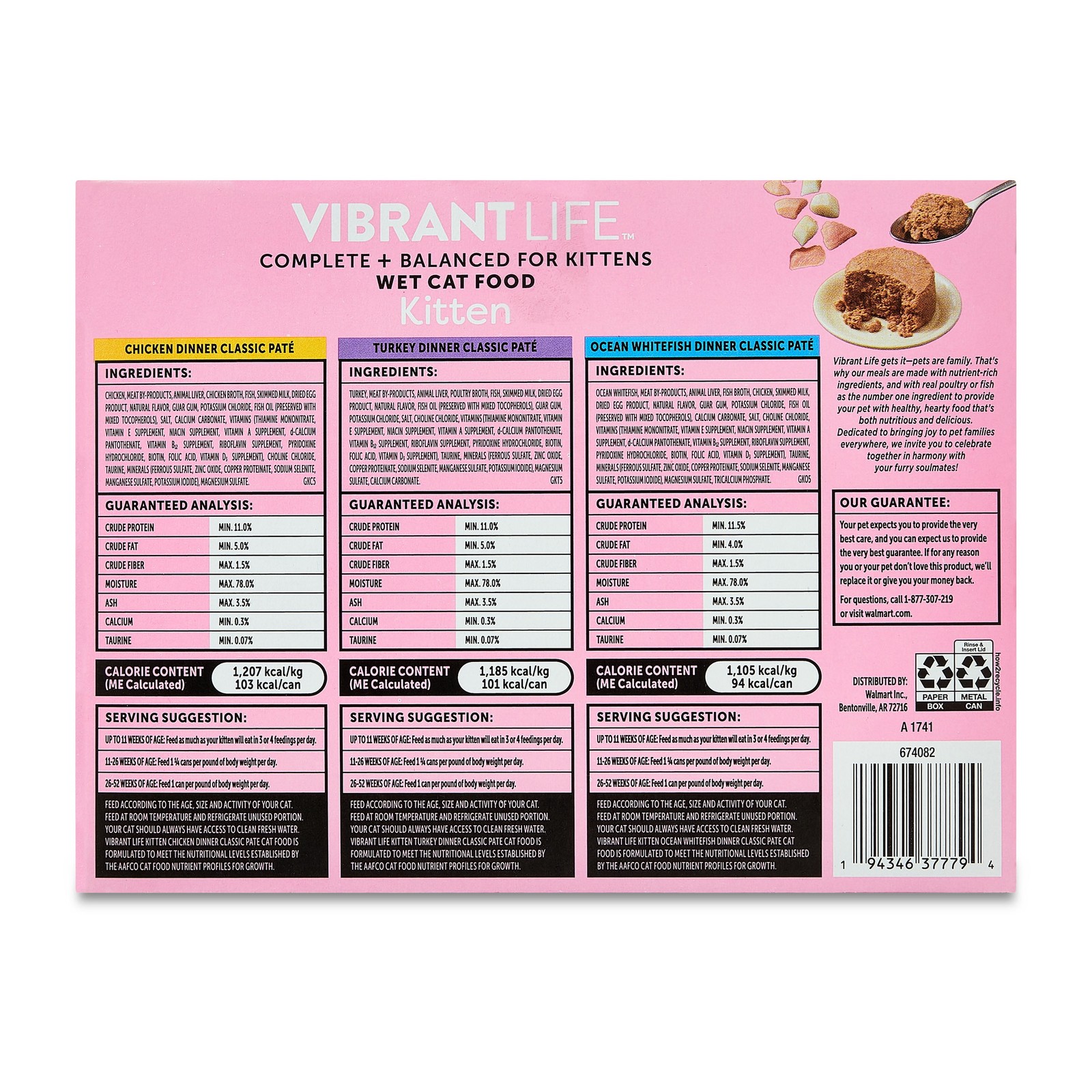 Vibrant Life Kitten Food Variety Pack-Classic Pate,3 oz Cans 24 Count,Grain-Free