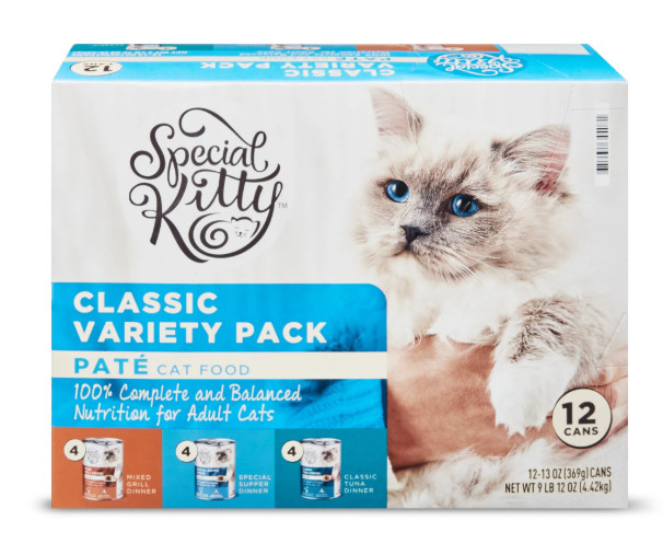 4 Pack, Special Kitty Classic Variety Pack Pate Cat Food, 13 oz. x 12 Cans